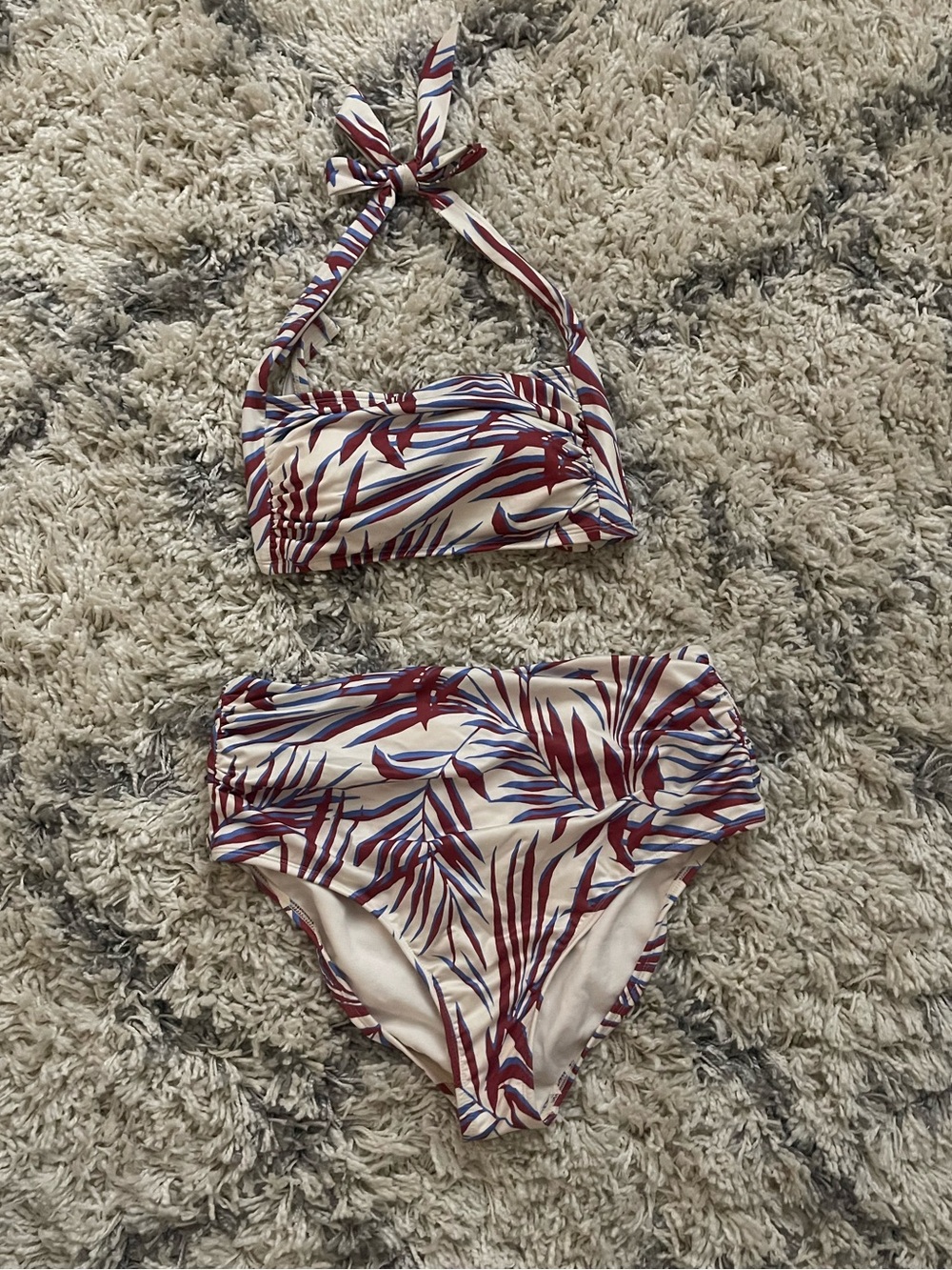 Shade & Shore Tropical High Waist Halter Bikini Set (L 12-14) NWOT